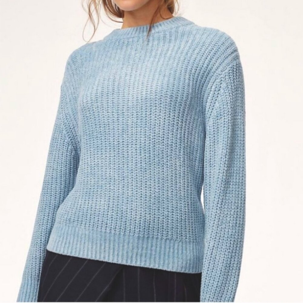Aritzia Wilfred Essential Chenille Sweater in Light Blue - Size 2XS
